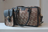 BROWN TOTE STYLE HANDBAG WITH A CROSSBODY BAG