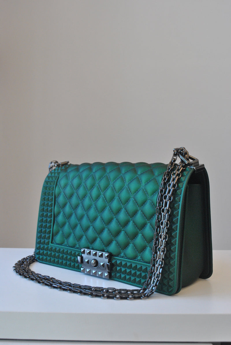 The Green Royal Clutch - Bag-Handmade-Leather-Worldwide Shipping
