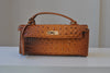 CARAMEL FAUX CROCODILE LEATHER CLUTCH / CROSSBODY HANDBAG