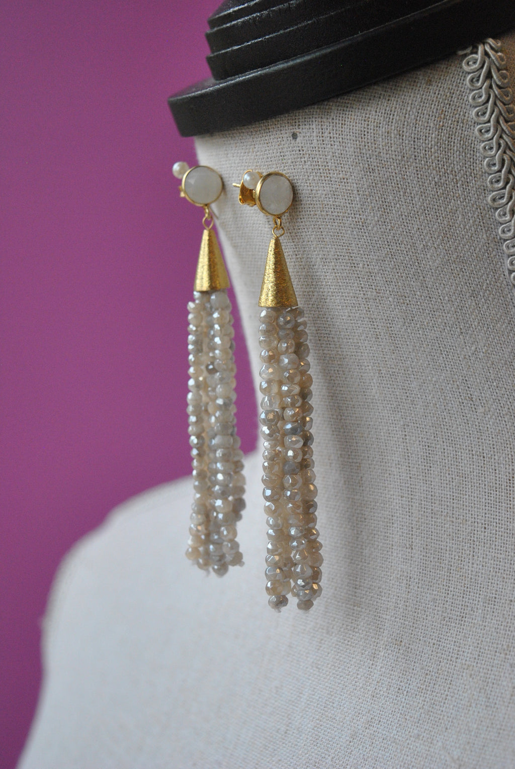 MYSTIC MOONSTONE LONG STATEMENT EARRINGS