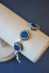 ROYAL BLUE DRUZY AND SWAROVSKI CRYSTALS BRACELET