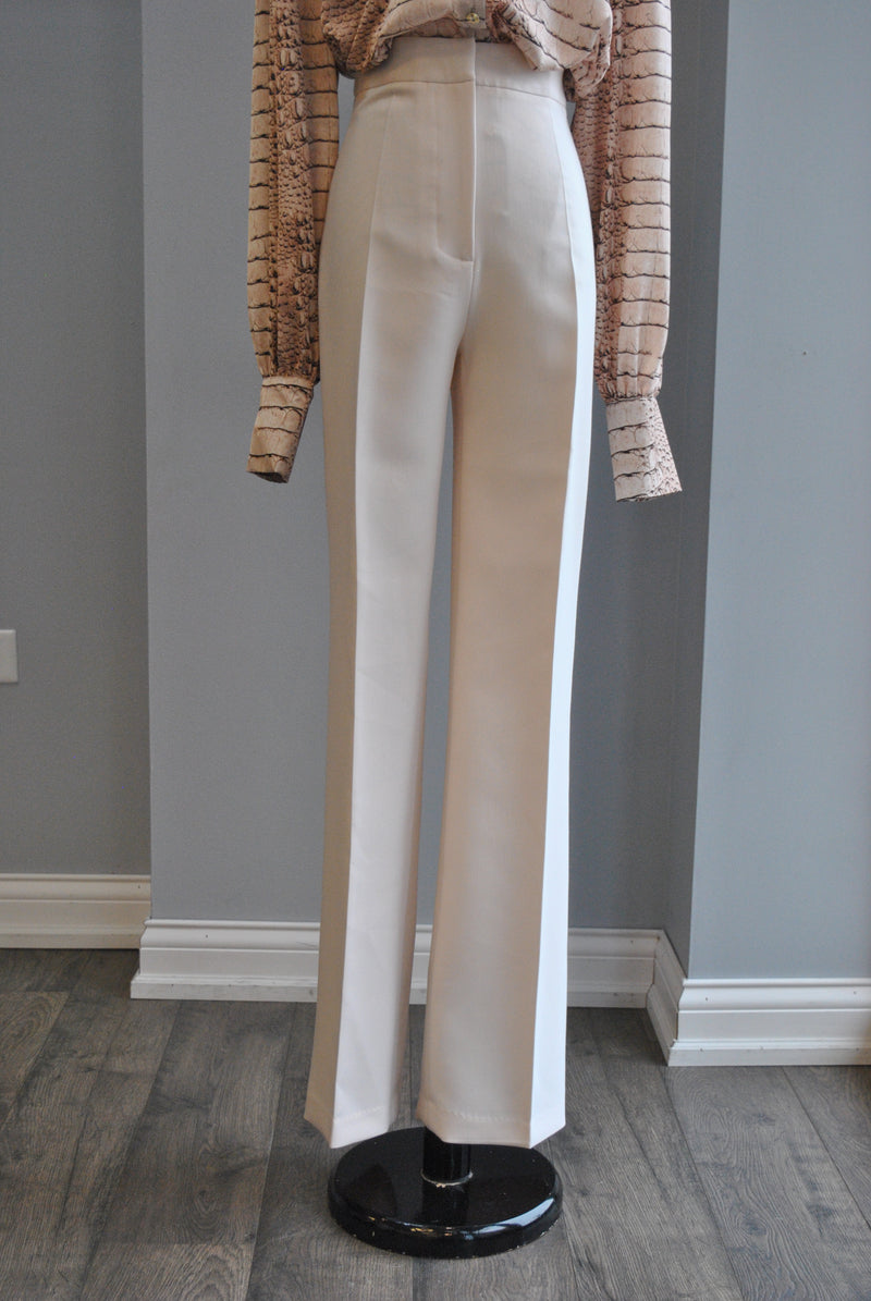 CREAM COLOR HIGH WAISTED FLAIR STYLE PANTS