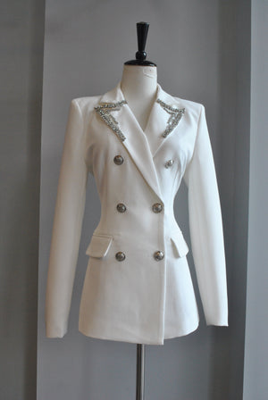 WHITE BLAZER WITH RHINESTONES