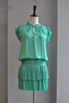 LIGHT GREEN SILKY SUMMER DRESS WITH ELASTIC WAIST