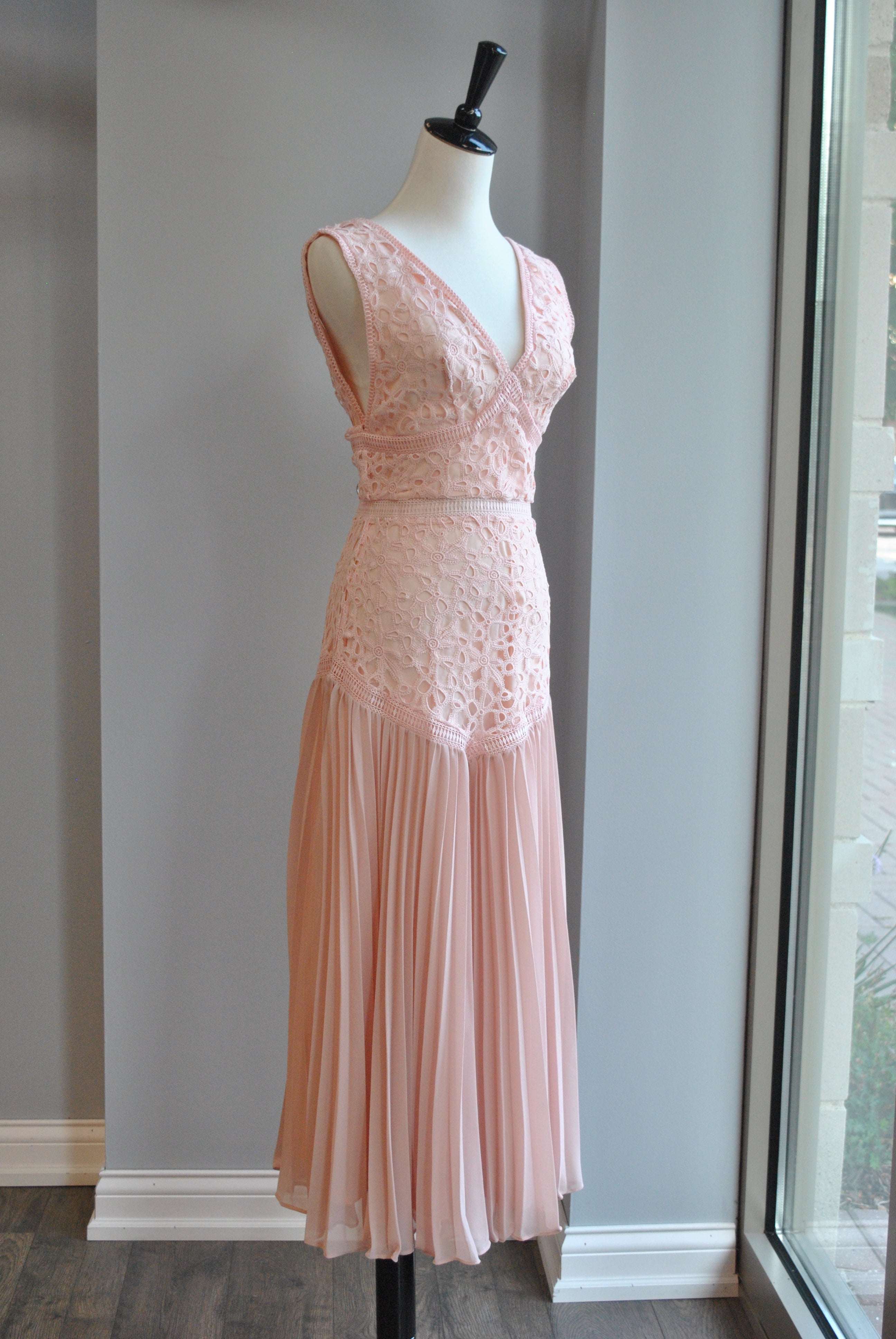 Peach pleated dress hotsell