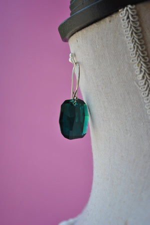 EMERALD GREEN SWAROVSKI CRYSTALS STATEMENT EARRINGS